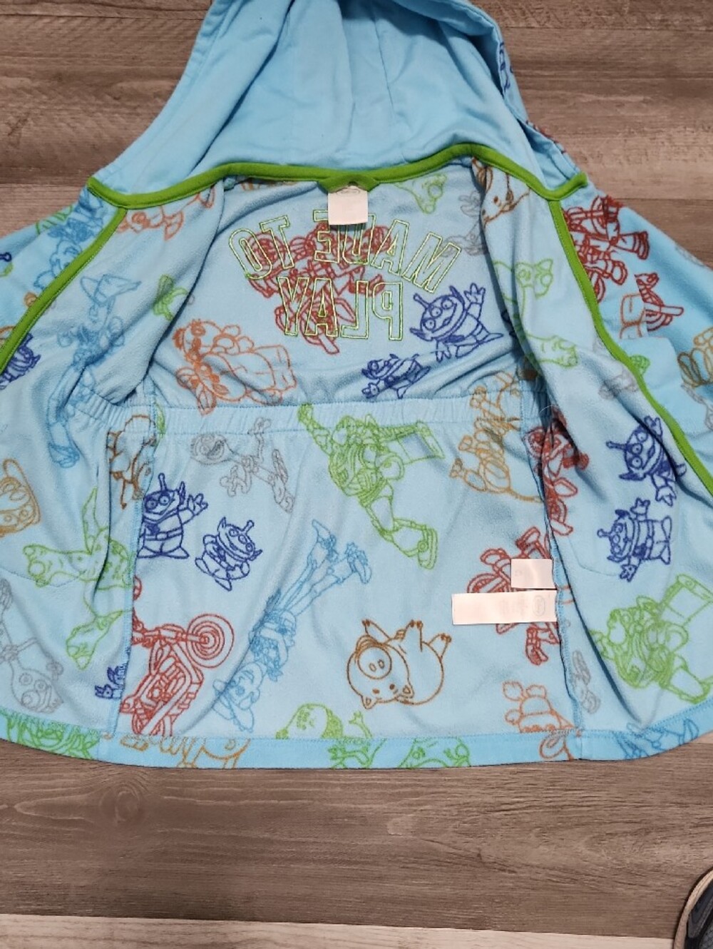 Disney Toy Story Kids Beach Bath Robe Hood Light Blue Green Satin Accent  Sz 4 - Picture 4 of 13